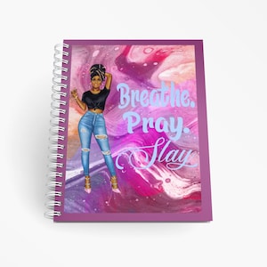 Notebook A5 Black Girl Notebook, Black Woman Spiral Notebook 100% Recycled paper, Black girl motivational notebook, A5 lined notebook