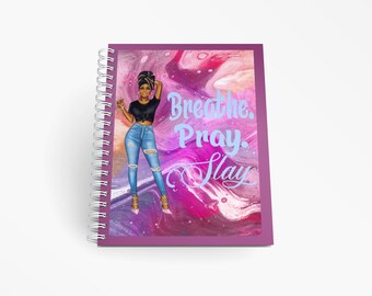 Cuaderno A5 Black Girl Notebook, Black Woman Spiral Notebook 100% Papel reciclado, cuaderno motivacional de chica negra, cuaderno forrado A5