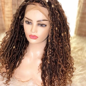 Goddess locs wig, messy locs, distress locs wig, dread loc wig, faux locs, black women hairstyle, boho locs, textured locs for black women