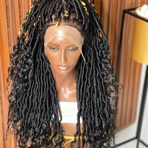 Goddess locs wig, messy locs, distress locs wig, dread loc wig, faux locs, black women hairstyle, boho locs, textured locs for black women