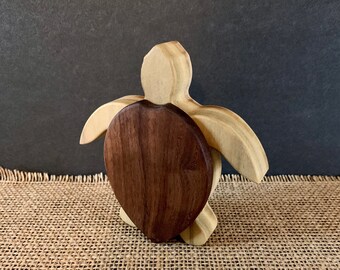 Turtle Jewelry Trinket Keepsake Gift Box Black Walnut Poplar Wood