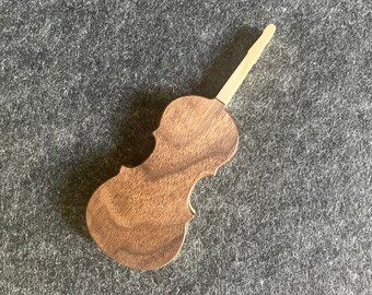 Violin Treasure Trinket Gift Box Black Walnut Poplar Wood