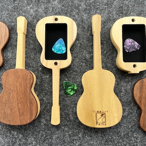 Acoustic Guitar Pick Trinket Keepsake Gift Box Black Walnut Poplar Wood