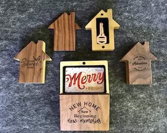 House Key Treasure Trinket Realtor Housewarming Gift Card Box Black Walnut Poplar