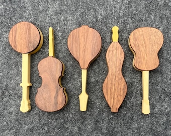 Appalachian Music Wooden Pick Trinket Box Collection - Banjo, Fiddle, Mandolin, Dulcimer, Acoustic