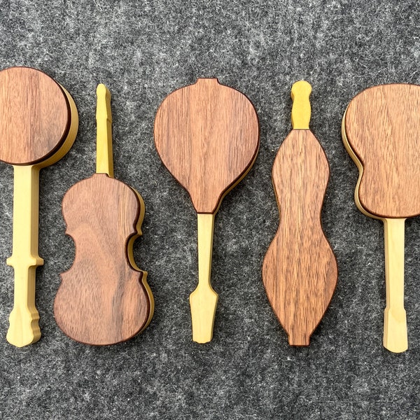 Appalachian Music Wooden Pick Trinket Box Collection - Banjo, Fiddle, Mandolin, Dulcimer, Acoustic