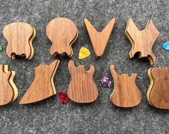 Electric Guitar Pick Trinket Gift Box- Walnut & Poplar- Les Paul/SG/Explorer/ES/Stratocaster/Flying V/Rickenbacker/Warlock/Telecaster