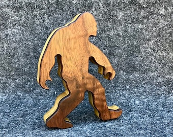 Big Foot Sasquatch Trinket Keepsake Gift Box Black Walnut Poplar Wood