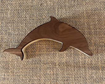 Ocean Dolphin Jewelry Trinket Keepsake Gift Box Black Walnut Poplar Wood