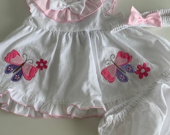 Schmetterling Sommer Outfit für Babys, Sommer Outfit bestickt, süßes Outfit für Baby Mädchen