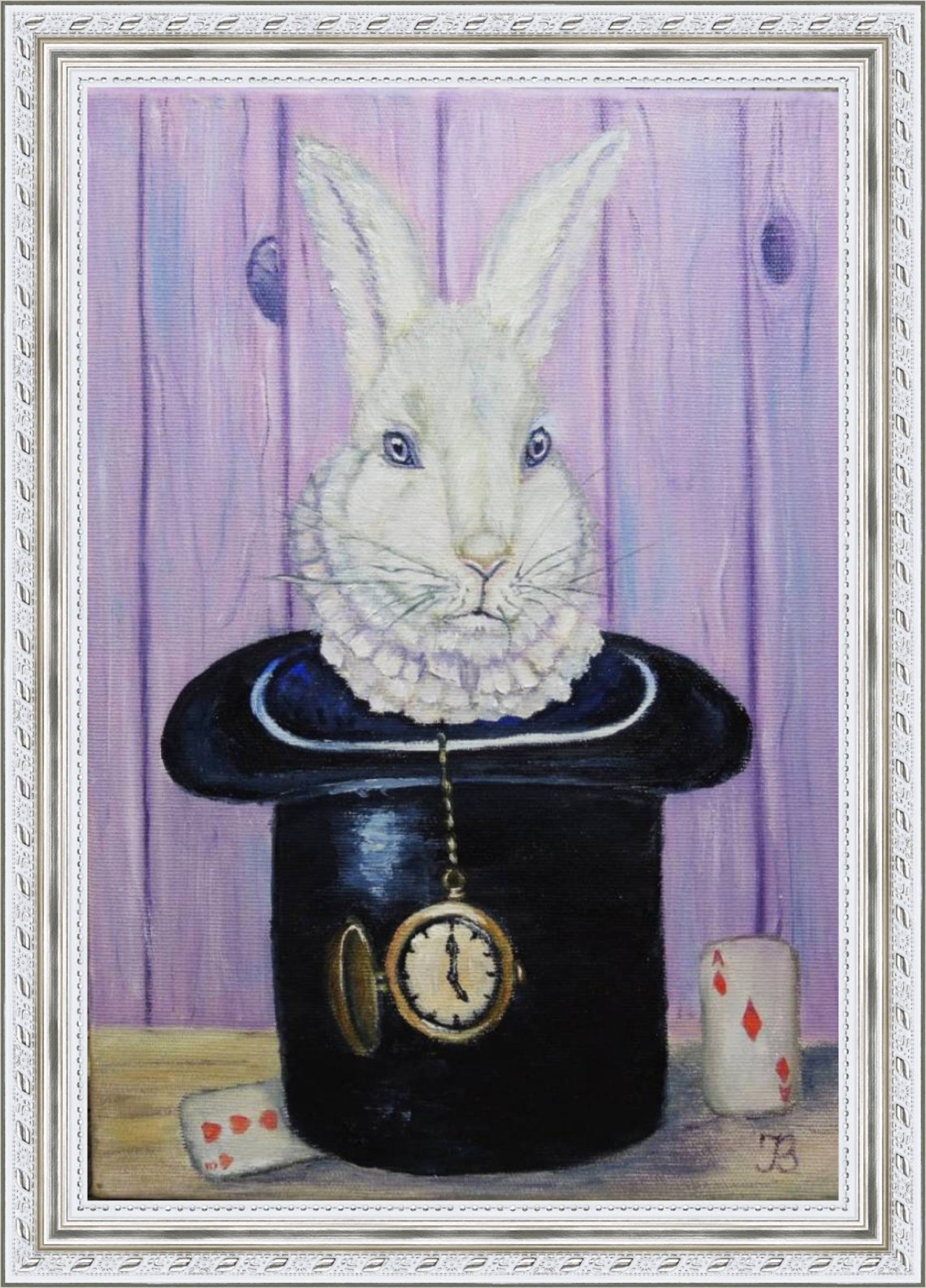 Rabbit Painting Original Art Alice in Wonderland Artwork March | Etsy