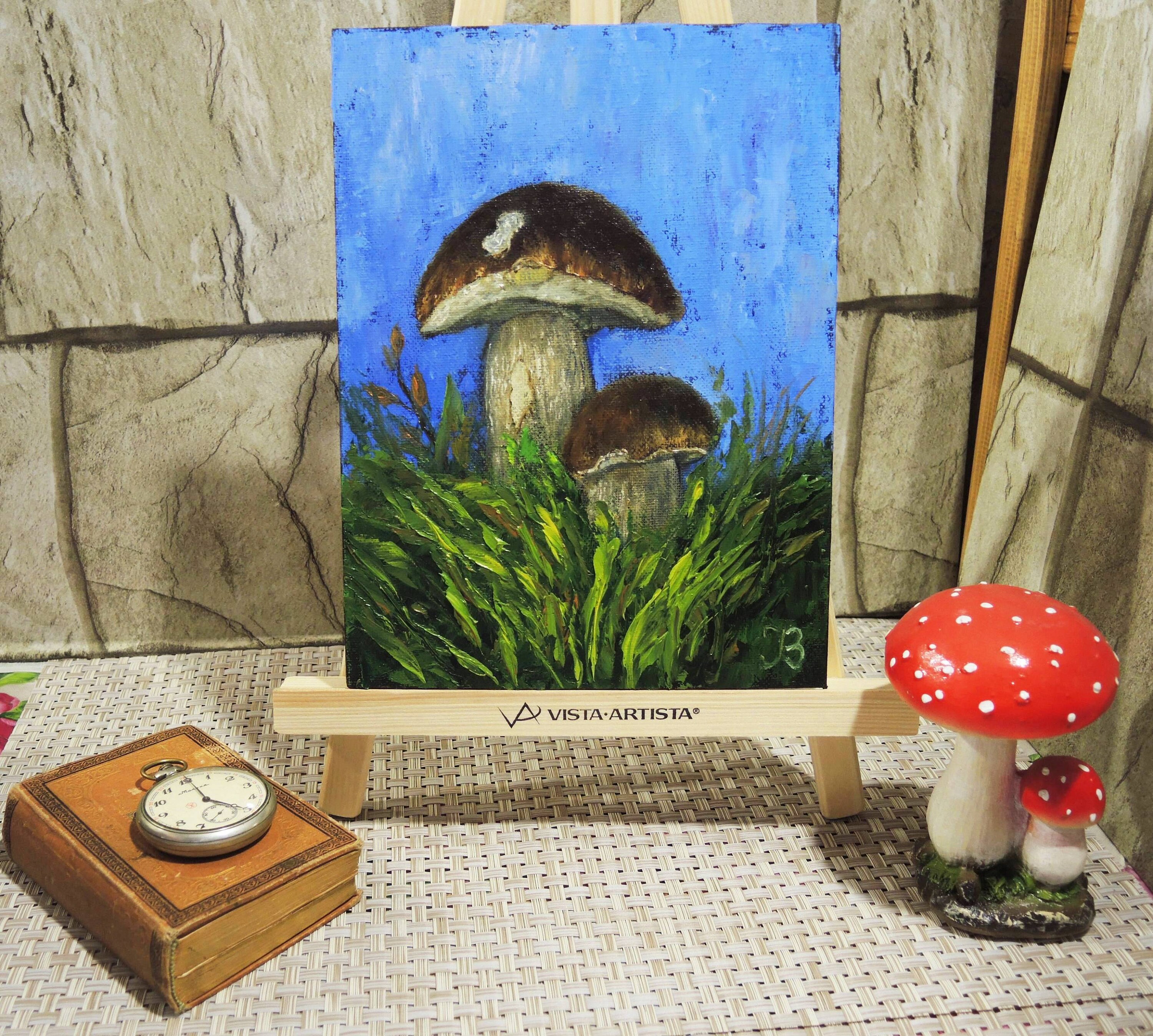 Mushroom Wall Art Original Oil Painting Botanical Artwork Etsy