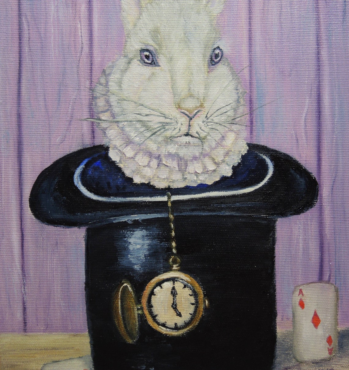Rabbit Painting Original Art Alice in Wonderland Artwork March Etsy