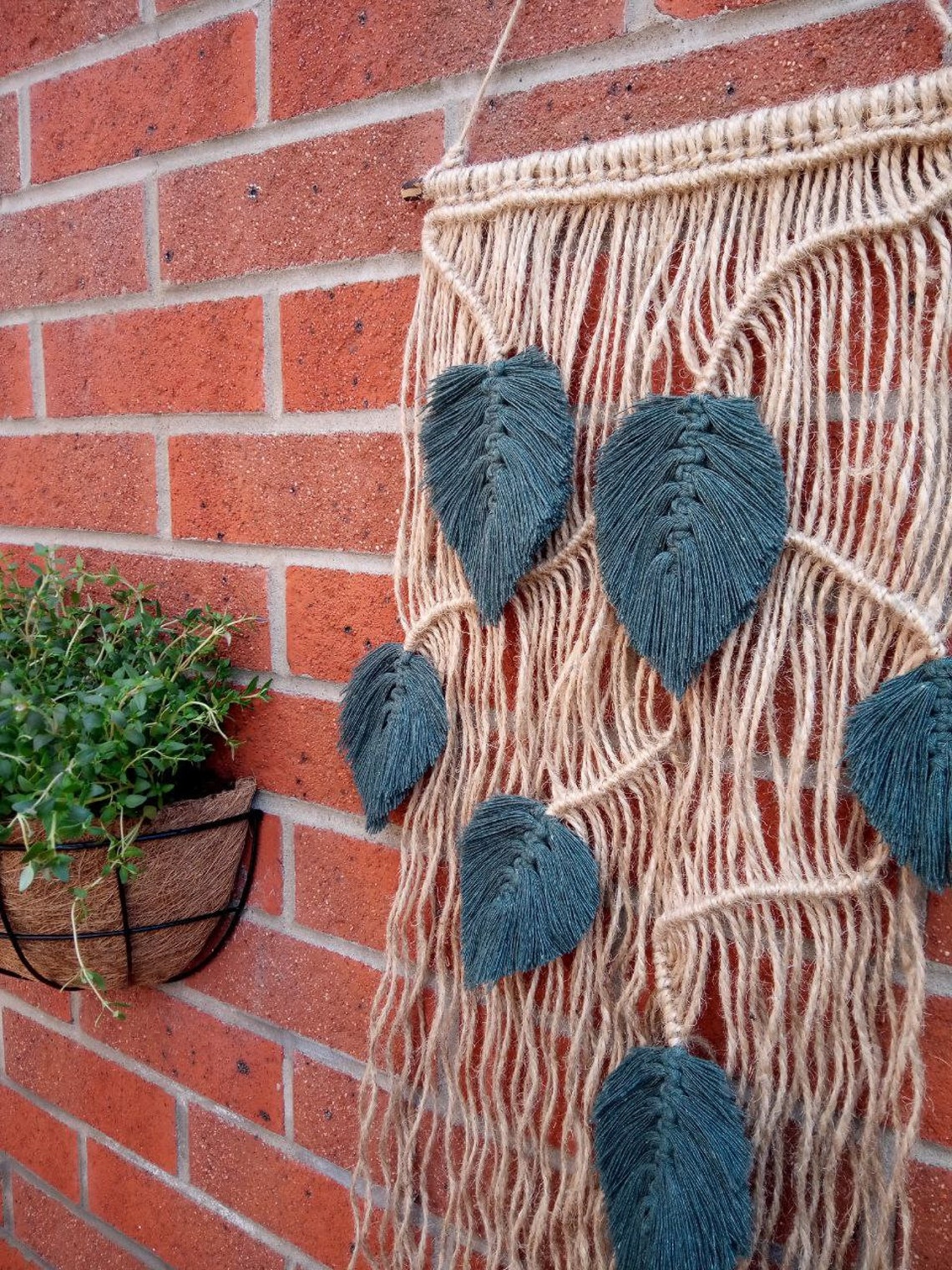Handmade Jute Wall Hanging with Leaves Etsy