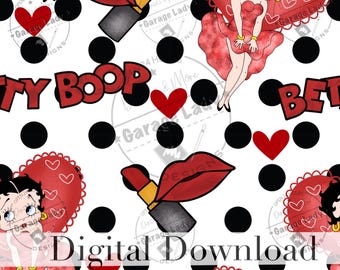Retro Cartoon Seamless Pattern, Girls Fabric Design, Seamless Designs for Girls