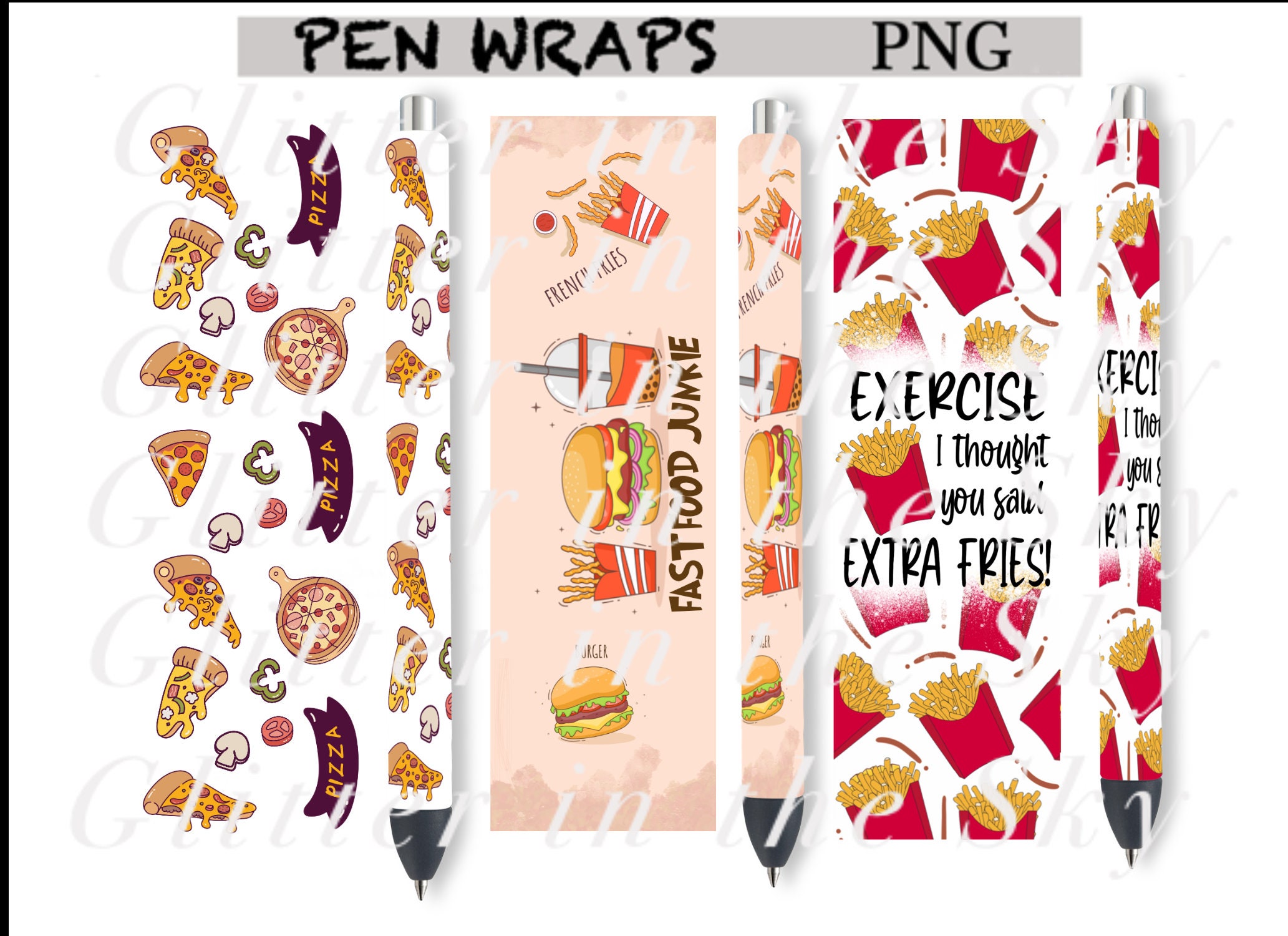 Fast Food Pens cute cartoon pizza chips planner diary pen school