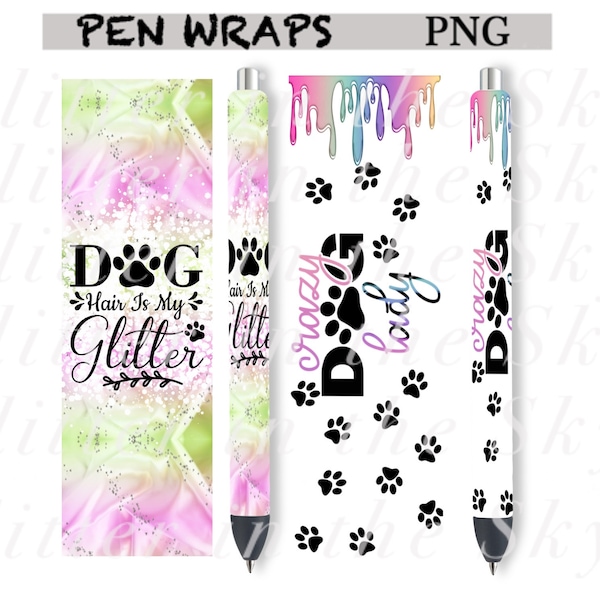 Dog Pen Wraps, Glitter Pen Wraps, Dog Pen, Inkjoy Glitter Pen Waterslide Wrap, Glitter Pen,