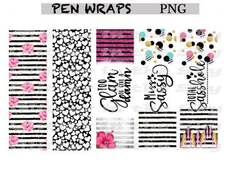 Sassy Pen Wraps, Flower Pen Wraps, Inkjoy Pens, Waterslide Wrap, Vinyls Wraps