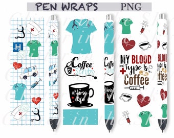 Nurse Pen Wraps, Medical Pen Wraps, Scrubs Pen Wraps, Inkjoy Glitter Pen Waterslide Wrap, Glitter Pen,