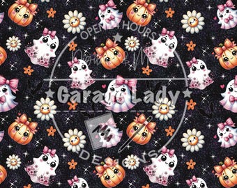 Halloween Seamless file, Cute Ghost Halloween Seamless, Seamless designs for fabric, Digital Paper