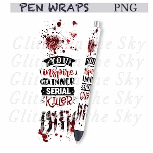 Horror  Pen Wraps, True Crime Pen Wraps, , Glitter Pens, Vinyl Wraps