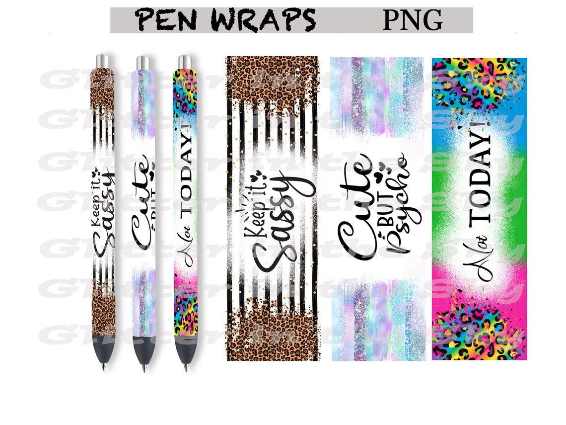 Sassy Pen Wraps Glitter Pen Wraps Leopard Pen Wraps Inkjoy Etsy