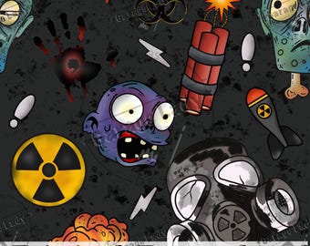 Hazardous Materials Seamless Pattern, Boys Fabric Design, Seamless Designs for Boys