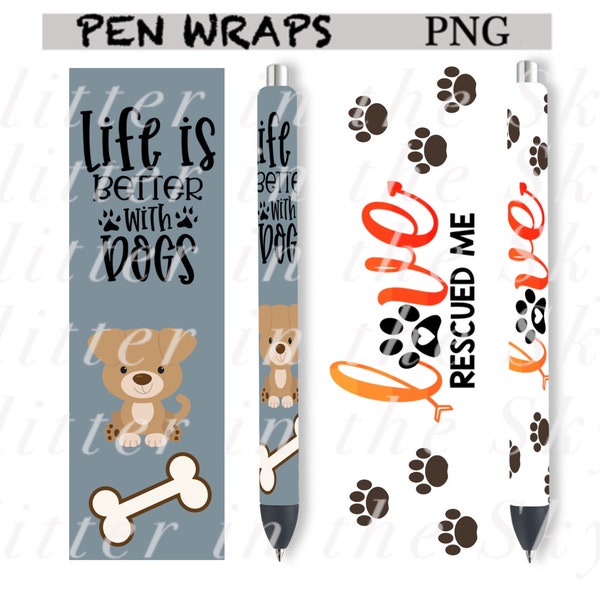 Dog Pen Wraps, Glitter Pen Wraps, Dog Pen, Inkjoy Glitter Pen Waterslide Wrap, Glitter Pen,