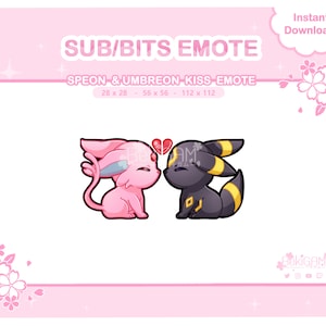 Speon en Umbreon Kiss Emote Pokemon voor Twitch / Discord / Streamer Emotes