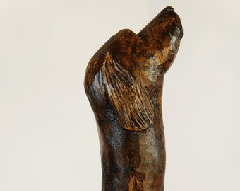 Bastone trekking in legno di Orniello, Scolpito a mano, lunghezza cm. 153