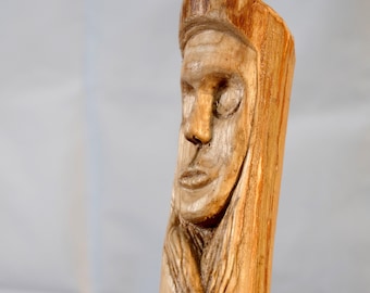 Bastone trekking in legno di Orniello, Scolpito a mano, lunghezza cm. 145