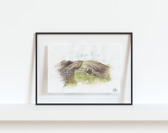 The Mourne Mountains - Watercolour handpainted print. Perfect for home, bar, celebration, Christmas or birthday gift!