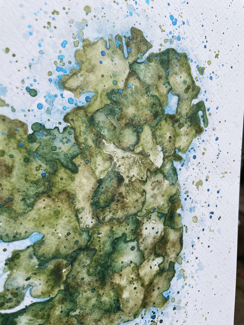 Ireland Map Watercolour print with Handpainted detail. Perfect for home, bar, celebration, Christmas, birthday gift image 4