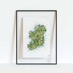 Ireland Map Watercolour print with Handpainted detail. Perfect for home, bar, celebration, Christmas, birthday gift image 1