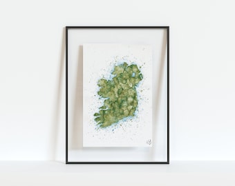Ireland Map - Watercolour print with Handpainted detail. Perfect for home, bar, celebration, Christmas, birthday gift!