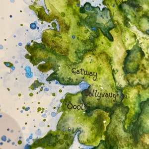 Ireland Map Watercolour print with Handpainted detail. Perfect for home, bar, celebration, Christmas, birthday gift image 6