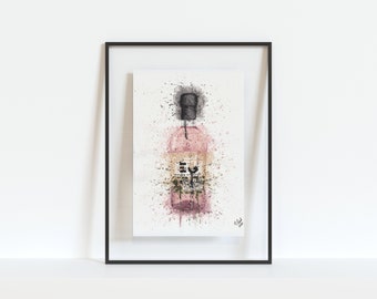 Gin Bottle - 'EDINBURGH GIN' Watercolour print with shimmer. Perfect for a bar, home, Christmas, celebration gift/birthday present!