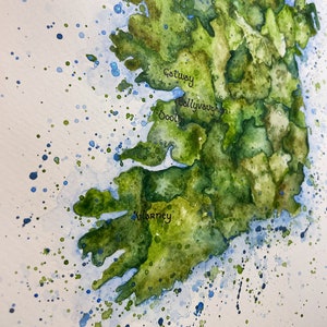 Ireland Map Watercolour print with Handpainted detail. Perfect for home, bar, celebration, Christmas, birthday gift image 8
