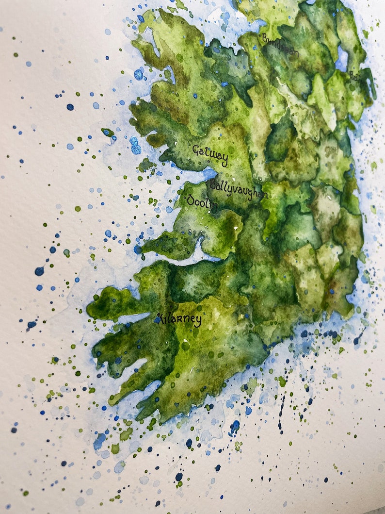 Ireland Map Watercolour print with Handpainted detail. Perfect for home, bar, celebration, Christmas, birthday gift image 8