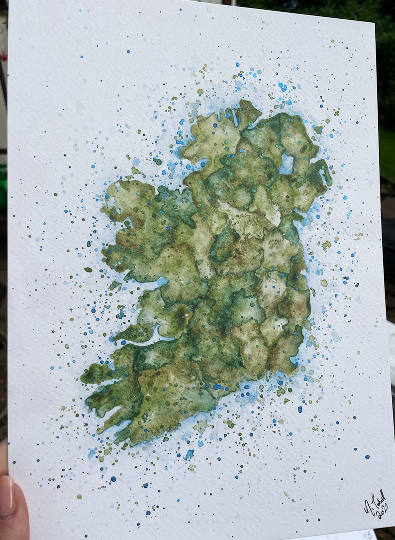 Ireland Map Watercolour print with Handpainted detail. Perfect for home, bar, celebration, Christmas, birthday gift image 2