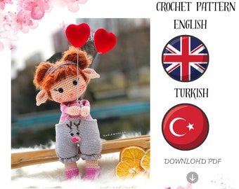 Modello Amigurumi bambola inglese Kivilcim,giocattoli amigurumi, giocattoli bebek oyuncak, giocattoliregalo, fatto a mano, fabbricante di bambole babygirl, bambola da maglia, uncinetto