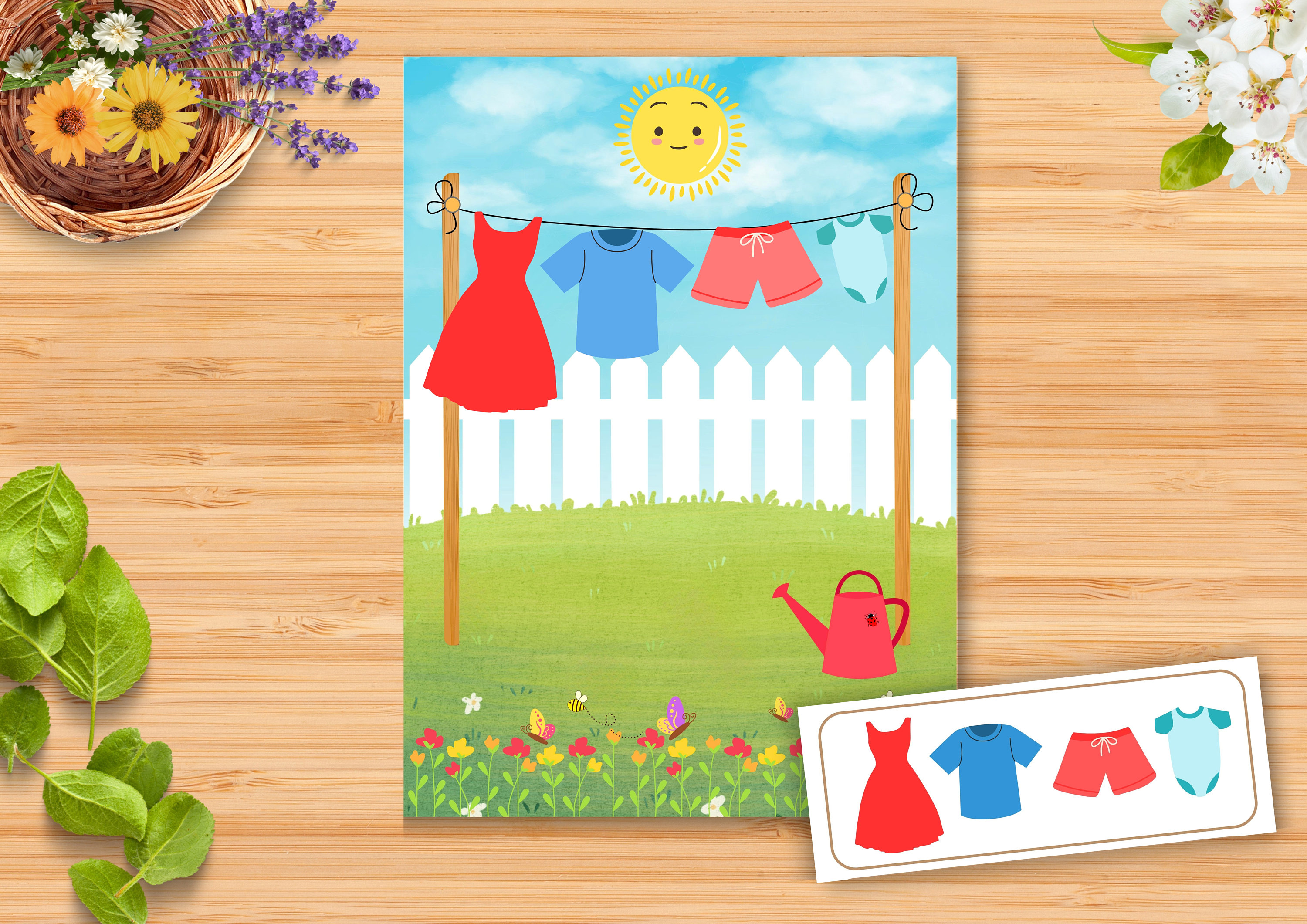 Montessori Printable Clothesline Hanger Toddler Cards Color Matching ...
