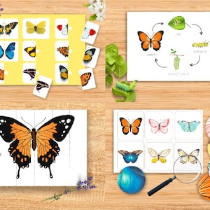 Montessori Schmetterling Einheit Studie Busy Book Kleinkind Natur Aktivitätskarten Montessori Pre-k Christian homeschool printable Bibel neue Kreation