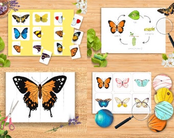 Montessori Butterfly Unit Study, Nature Activity Cards (Digital Download)