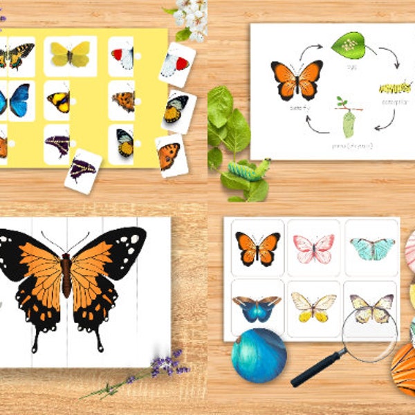 Montessori Butterfly Unit Study Busy Book Toddler Nature Activity cards Montessori Pre-k Christian homeschool printable Bible new creation