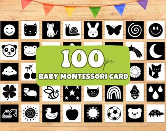 100 High Contrast Baby Flashcards – Montessori Sensory Cards (Printable)