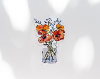 Pegatina floral de amapolas
