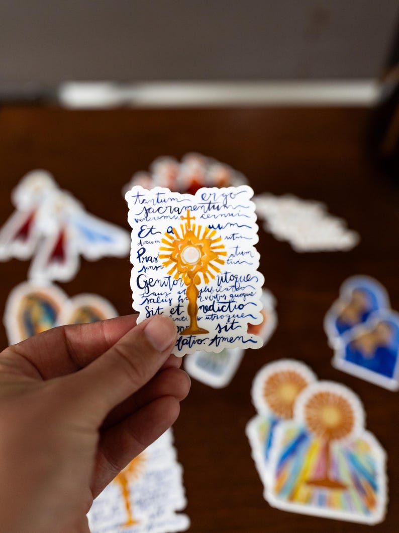 Pegatina de custodia: diseño de pegatina de arte católico perfecto para la Primera Comunión, Navidad, Pascua, Confirmación o para un amigo católico. imagen 2