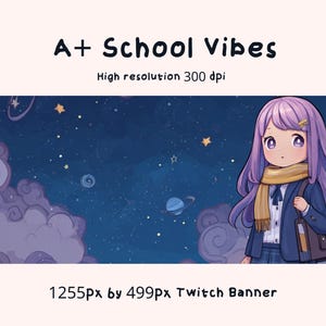 Zurück zu Schule Twitch Banner| zuckender Hintergrund | Galaxie zucken Hintergrund | Twitch Profil | süß | zuckender Banner | Sofort Download