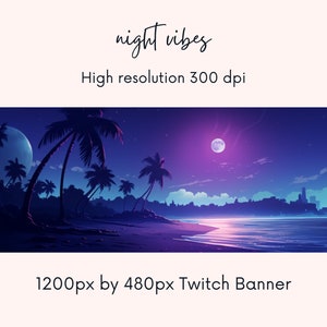 Beach Twitch Banner| twitch background| | twitch profile |thunderstormy view| purple | twitch banner| Instant Download